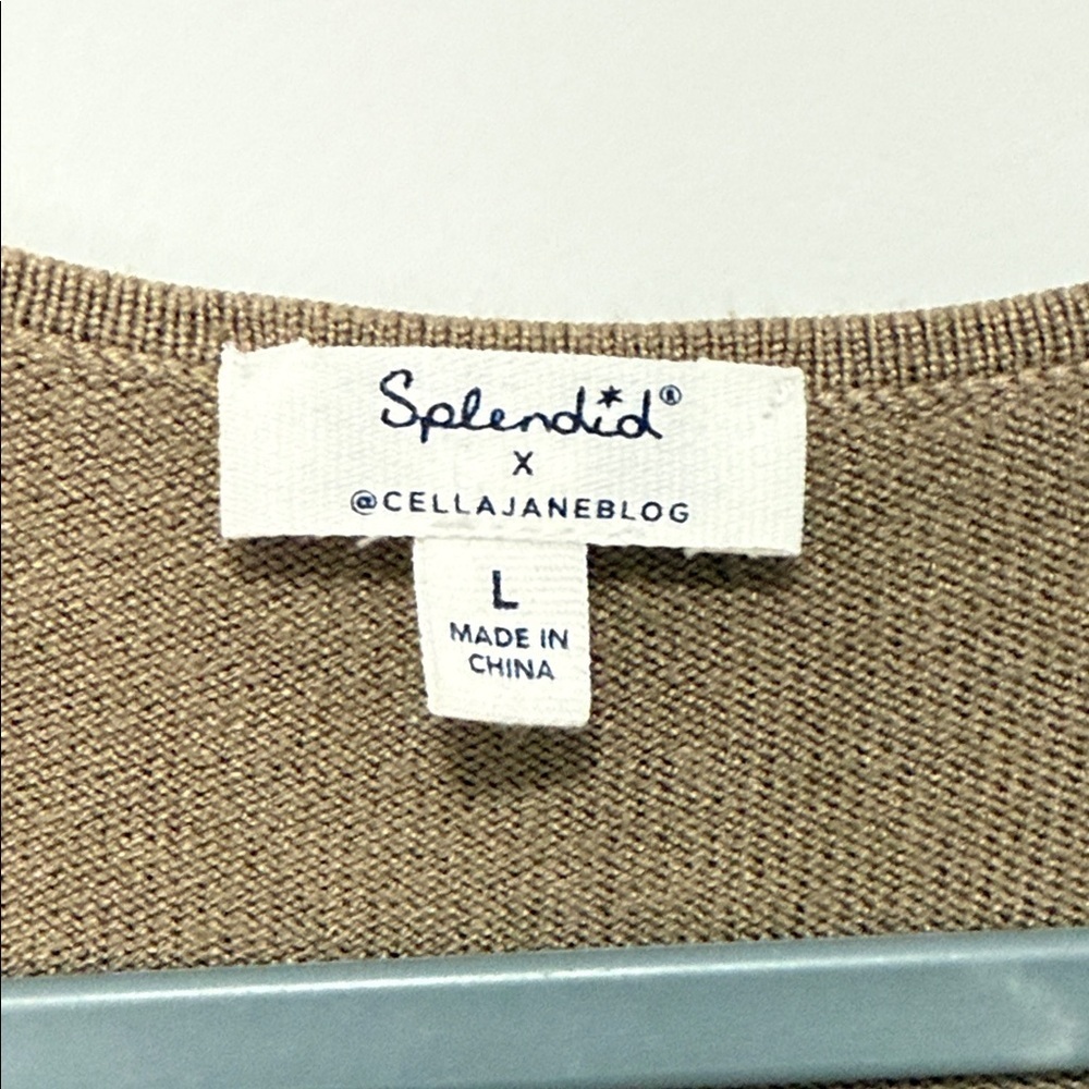 Splendid Cella Janeblog Long Sleeve Tan Midi Sweater Dress size Large - Picture 6 of 8